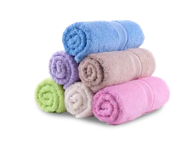 Stack of various colors of towels rolled up