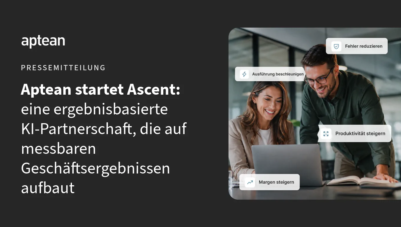 Aptean startet Ascent: eine ergebnisbasierte KI-Partnerschaft, die auf messbaren Geschäftsergebnissen aufbaut