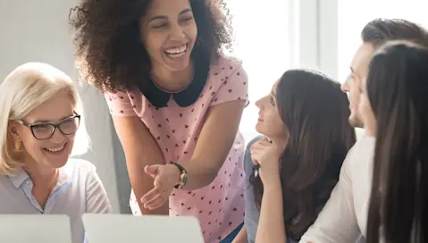 coworkers laughing
