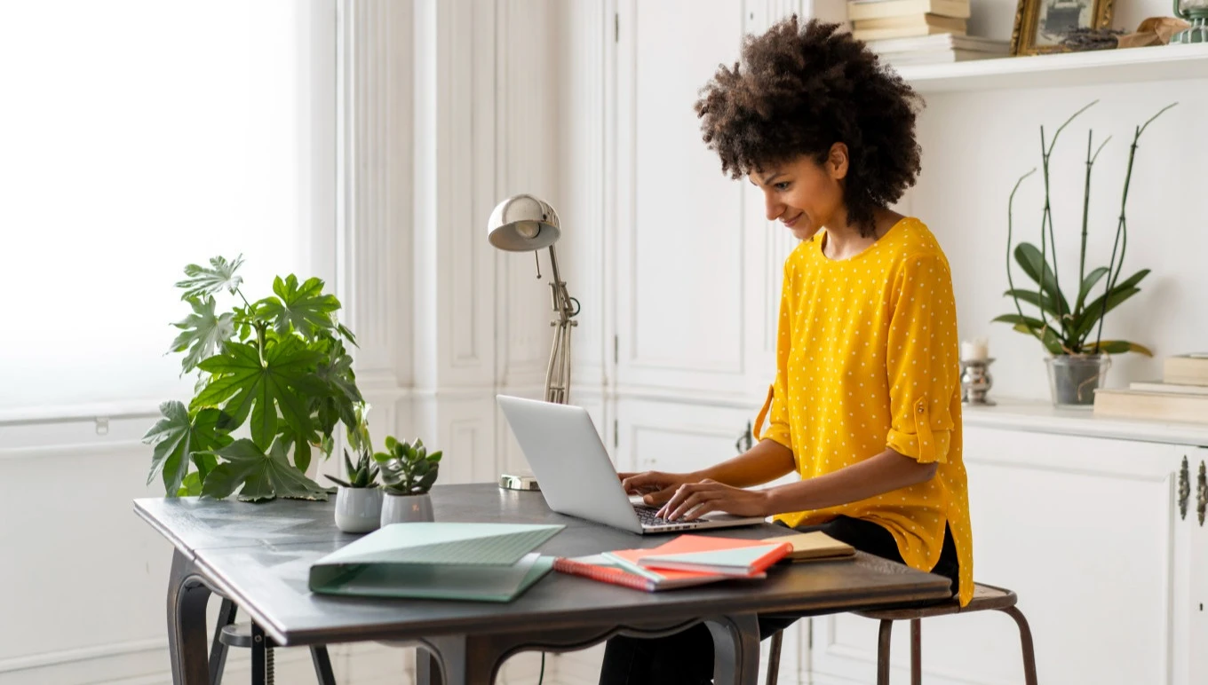 Woman using laptop