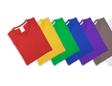 Assorted blank tshirts in row