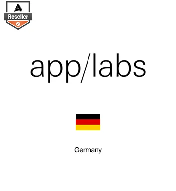 Partner Card - App/labs company logo with Germany flag