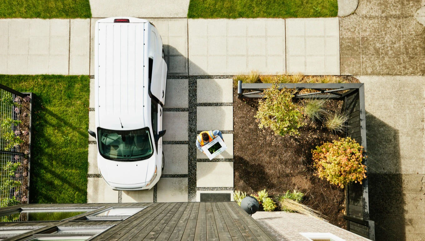 Worker delivering a package