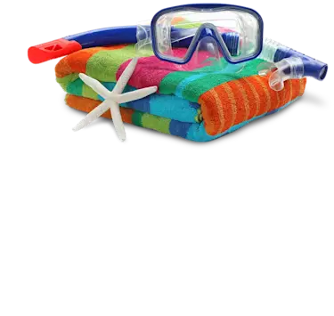 Beach towel with snorkel gear