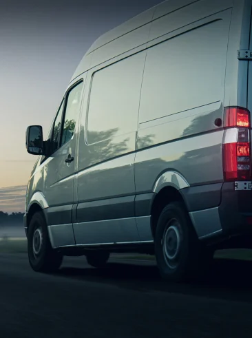 Delivery van on road