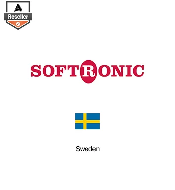 Partner Card - Softronic company logo with Sweden flag