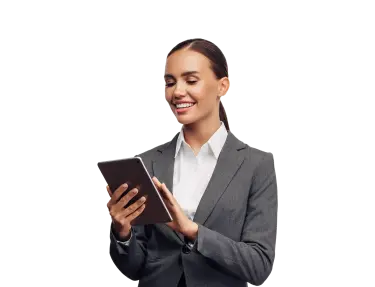 Woman holding tablet in hand