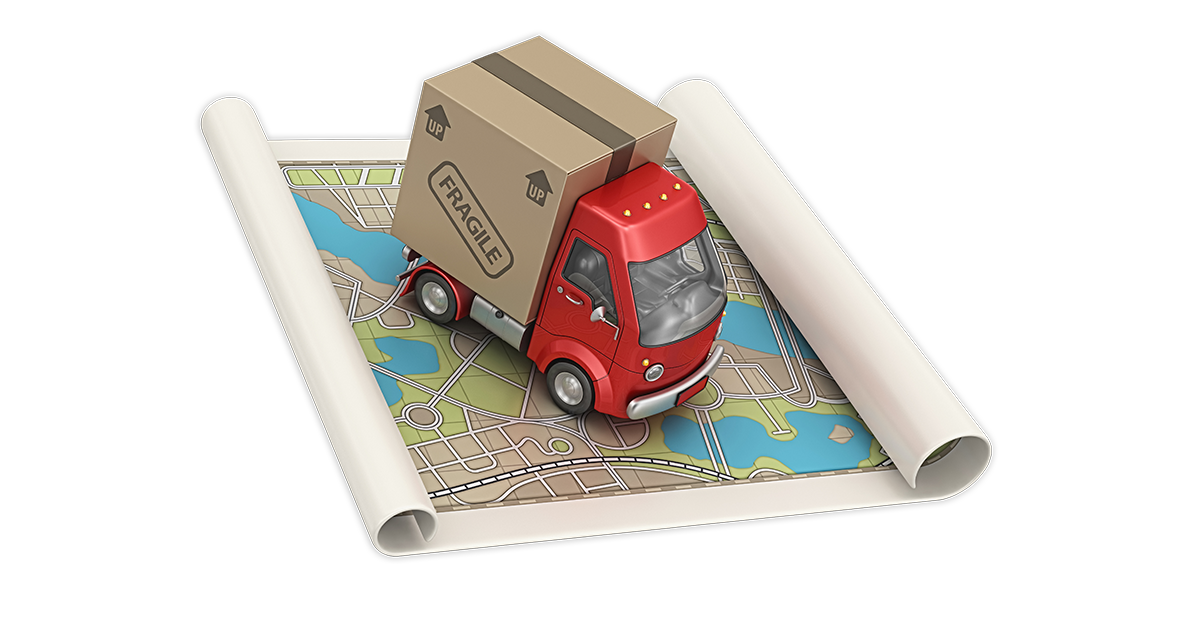 A truck on a map