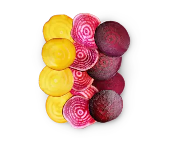 Beet slices in different colors