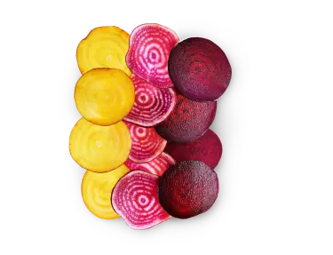 Beet slices in different colors