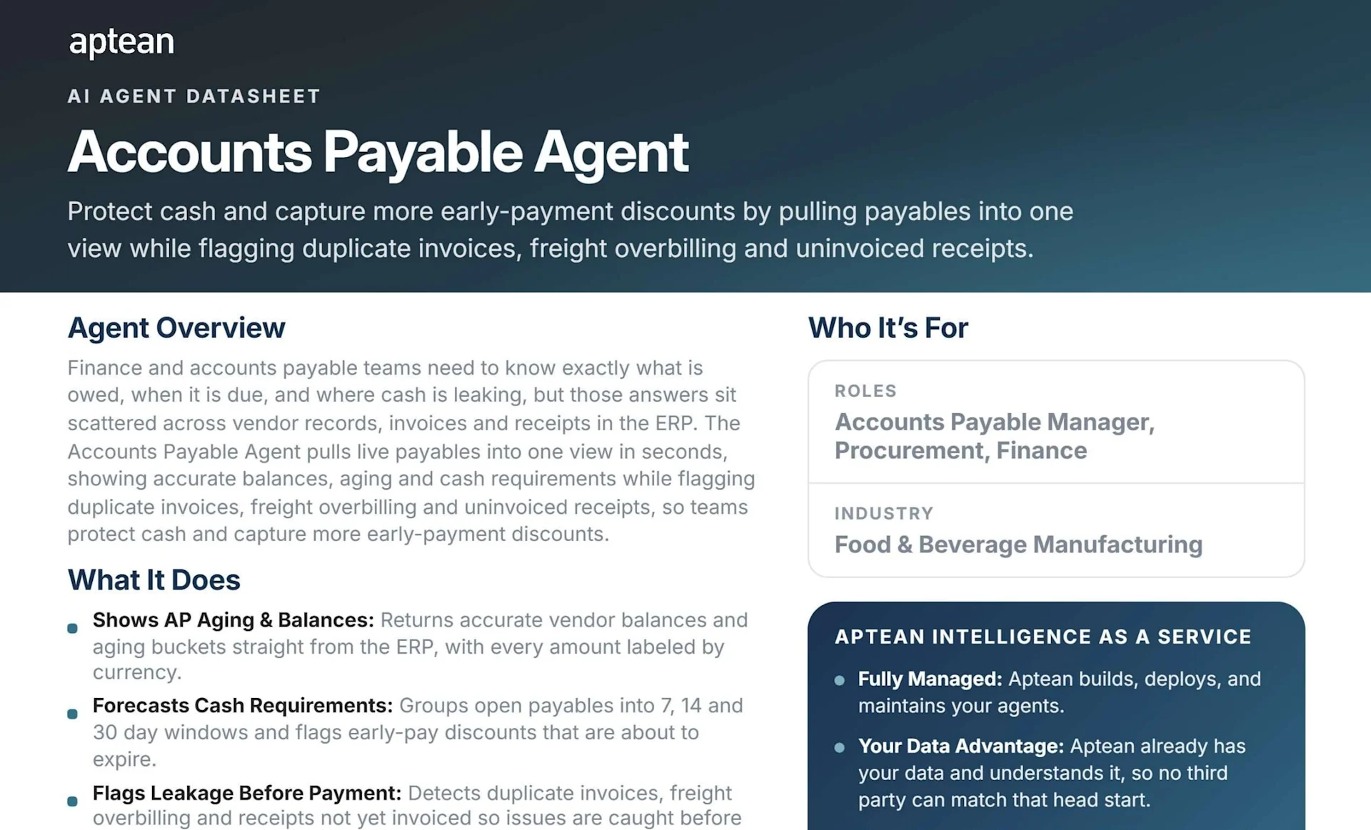 Accounts Payable Agent Datasheet