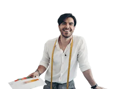 Fashion designer at work desk