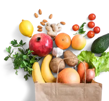 Grocery bag with fresh foods