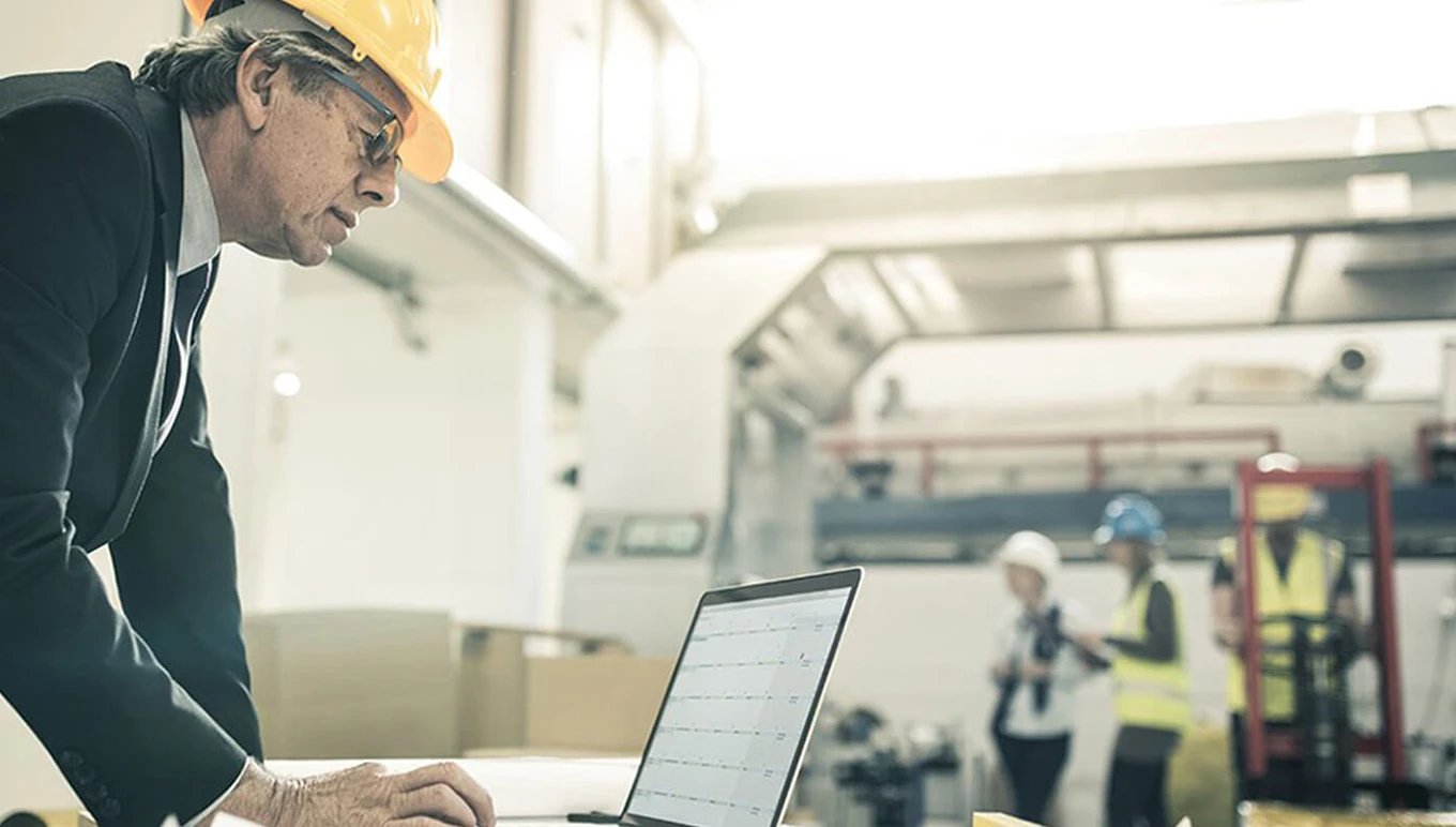 Laptop in warehouse