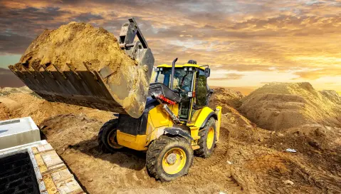 Heavy equipment construction site