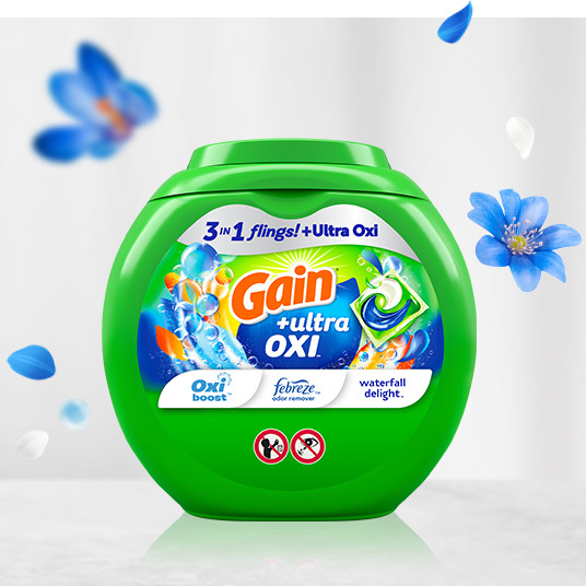 Paquet de détergent à lessive Gain Ultra Oxi Waterfall Delight