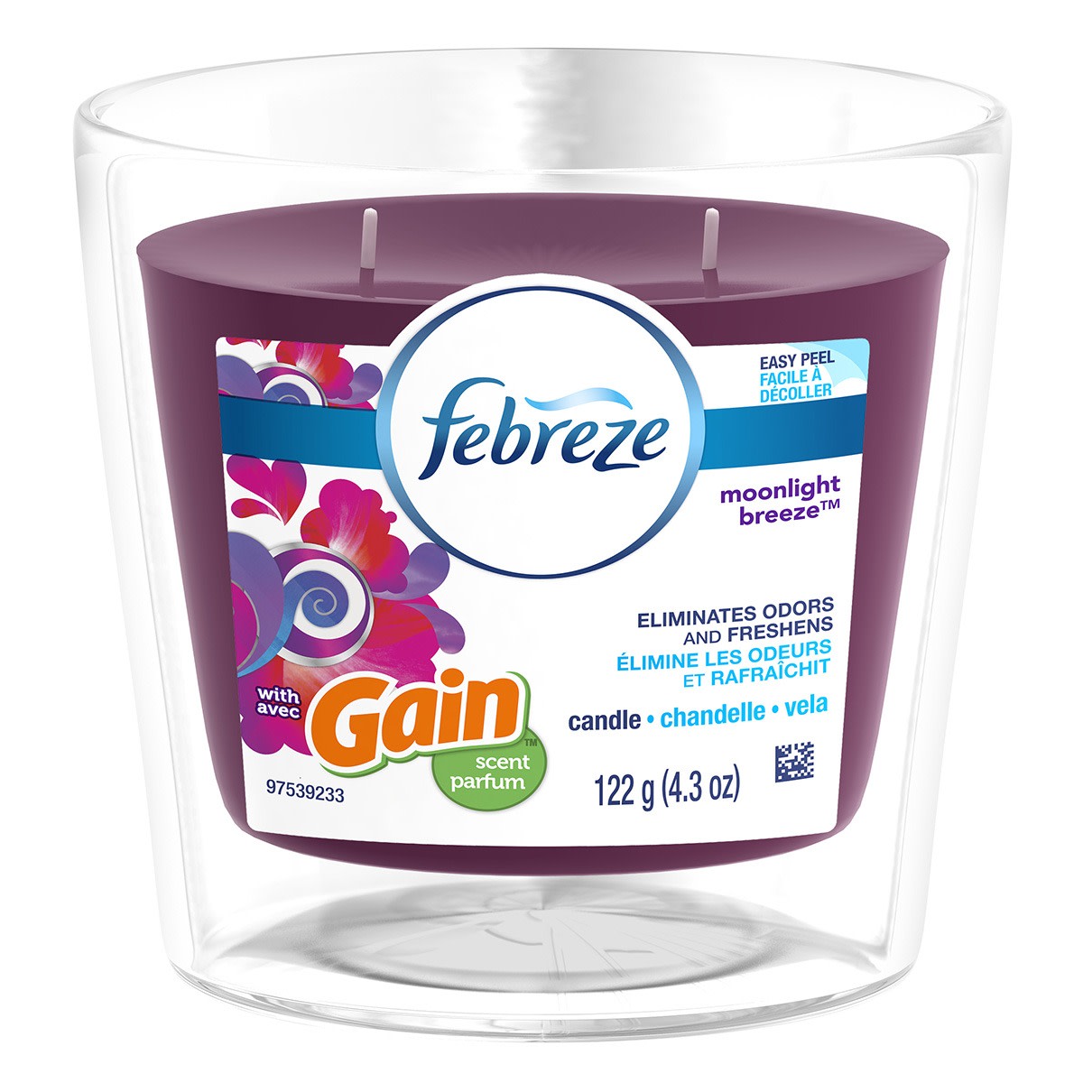 Chandelle Febreze avec parfum fraîcheur Gain Moonlight Breeze