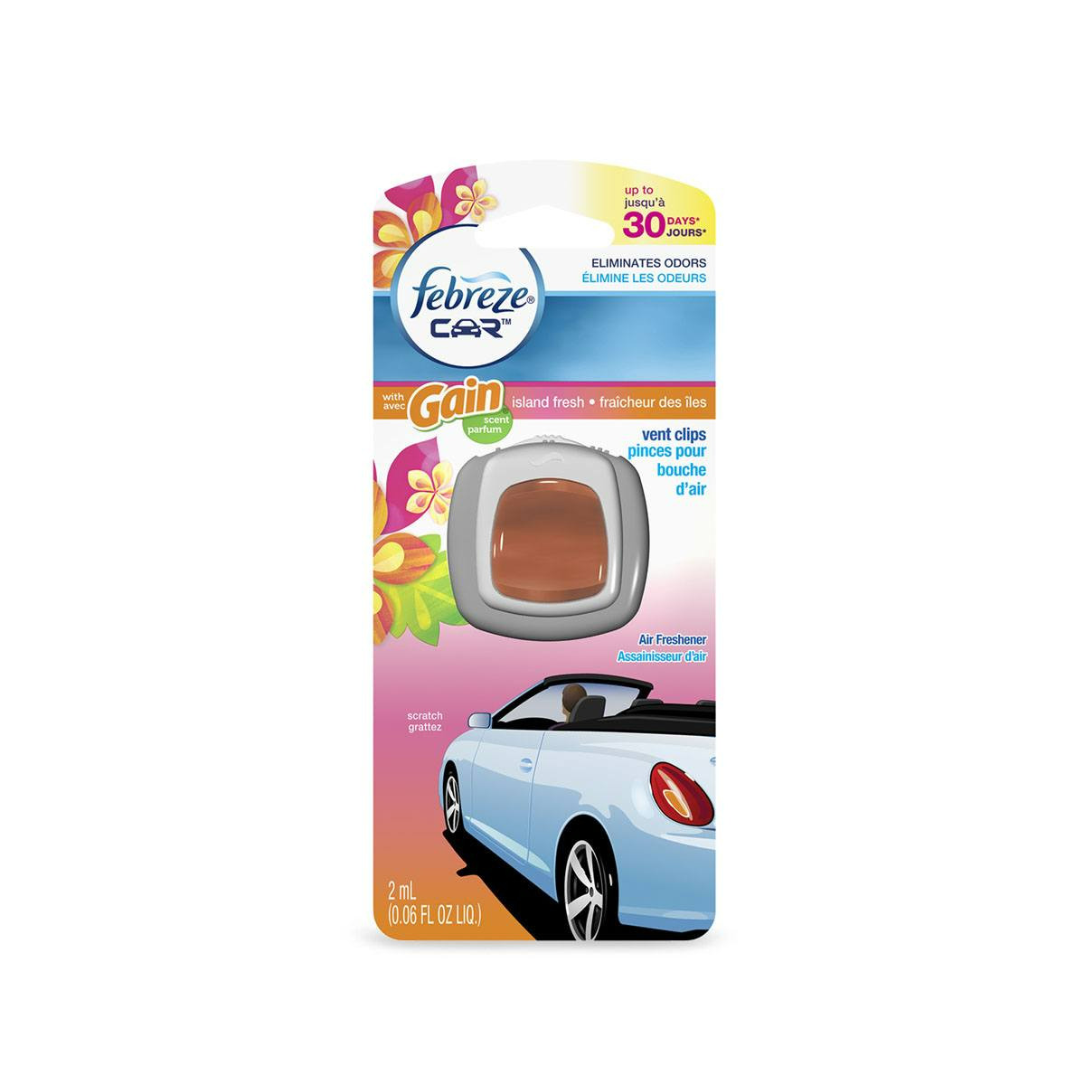 Pinces pour bouche d'air Febreze CAR au parfum Island Fresh Gain