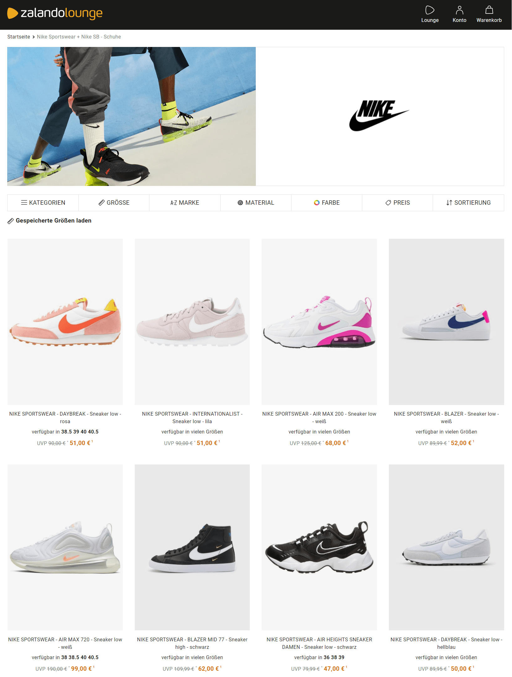 Nike sneaker sale zalando lounge