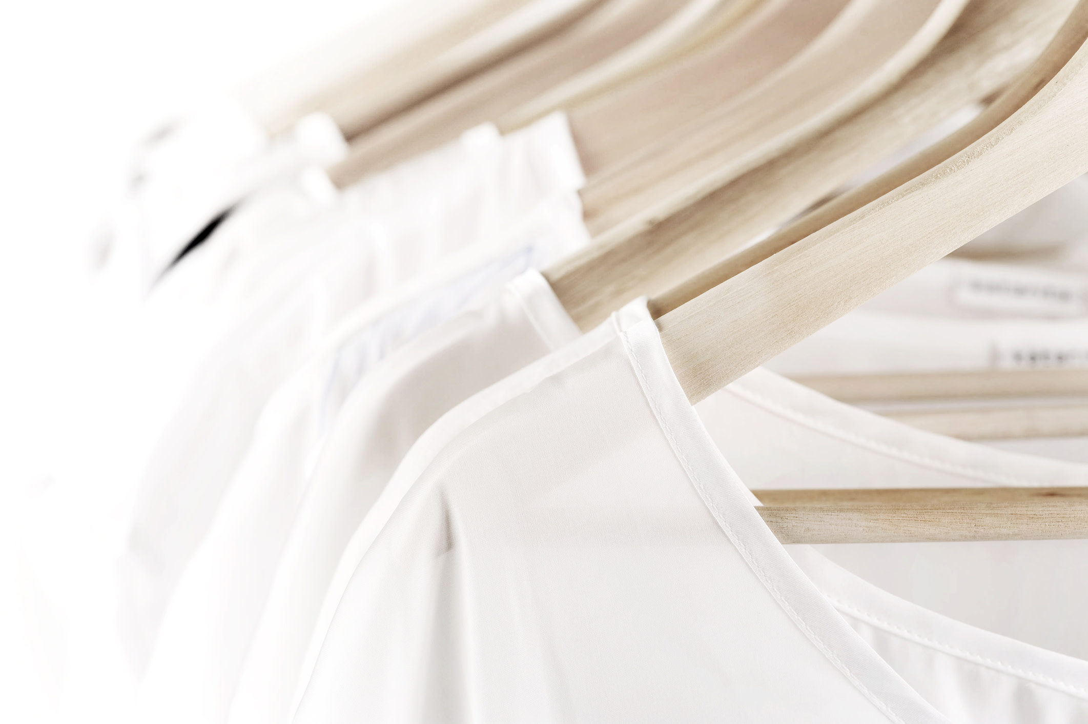 White clothes on hangers