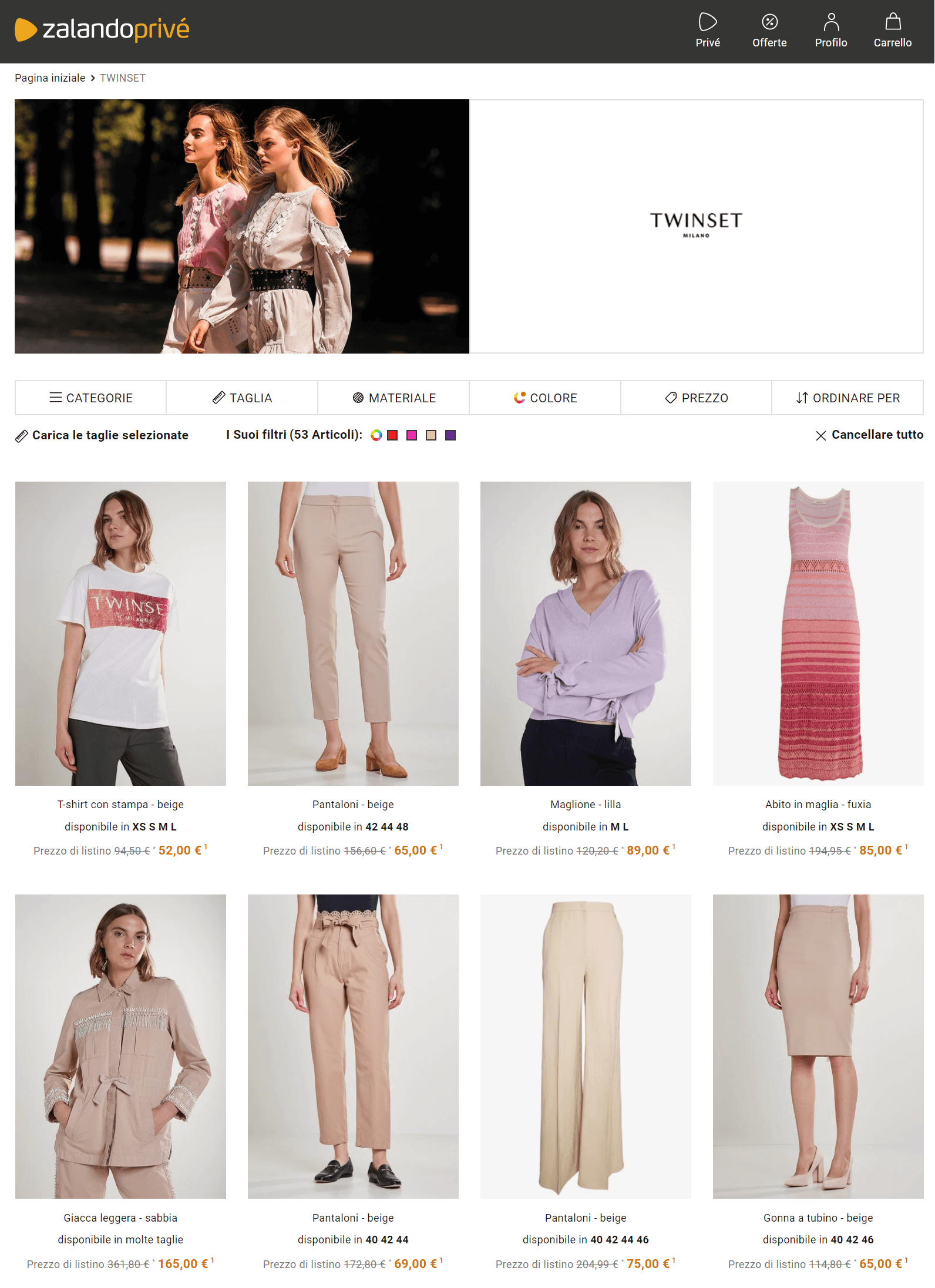 Twin set top maglie outlet