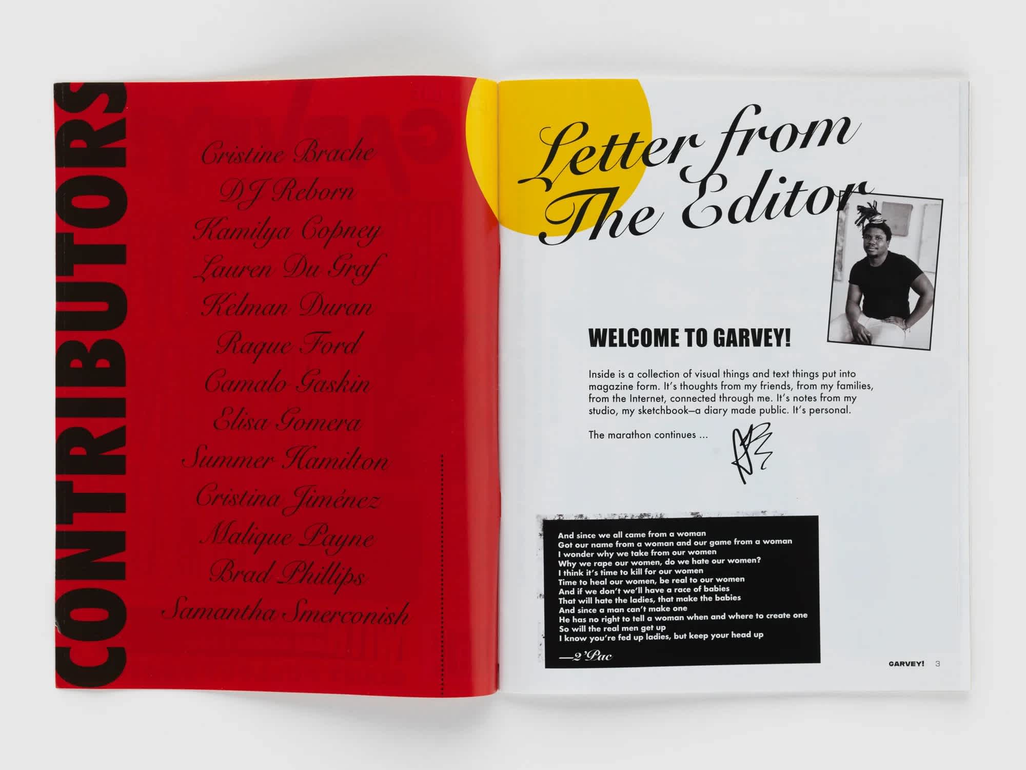 Open book with bold and colorful pages and text.