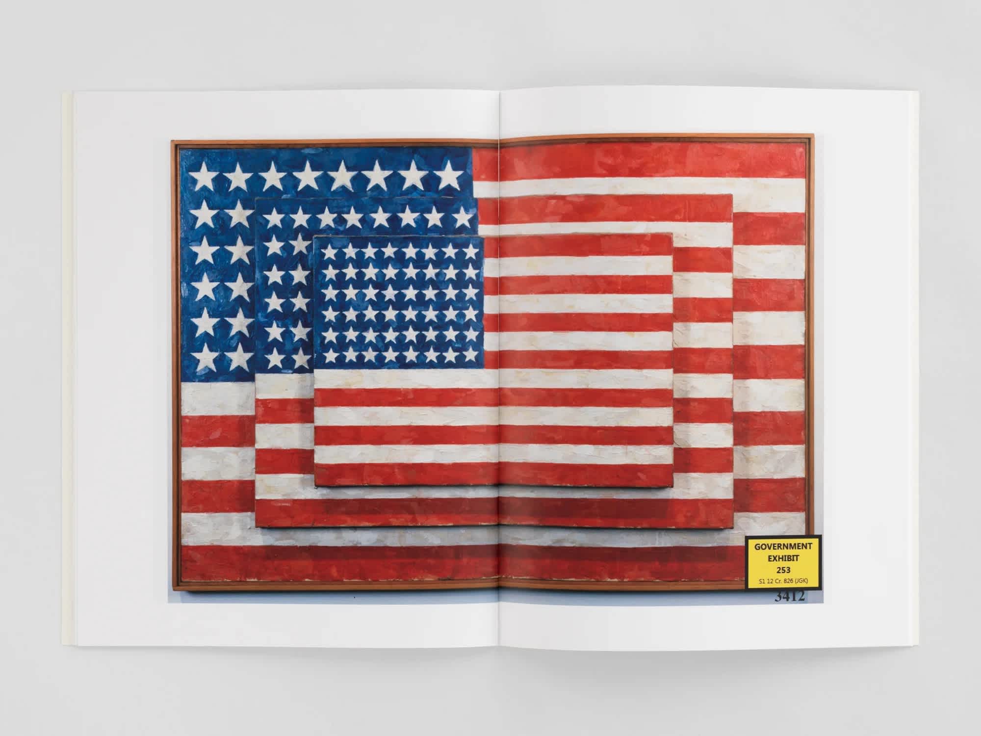 Open book with Jasper John's American Flag artwork in the centerfold.