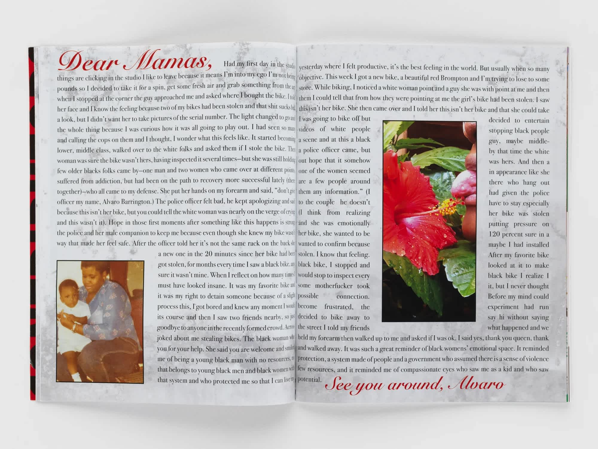Open book with bold and colorful pages and text.