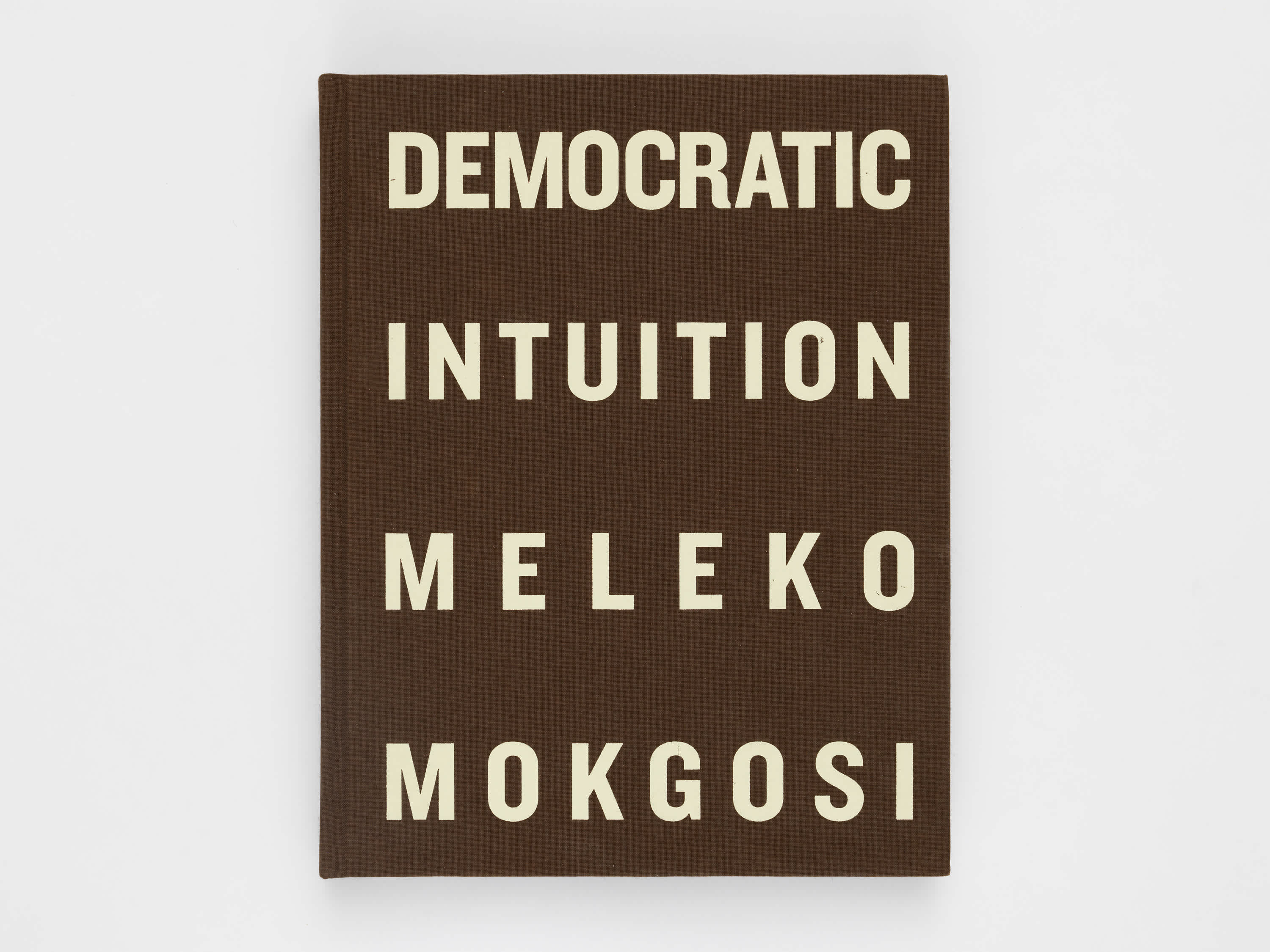 Brown book cover with the title and artist in four lines. The text is beige.