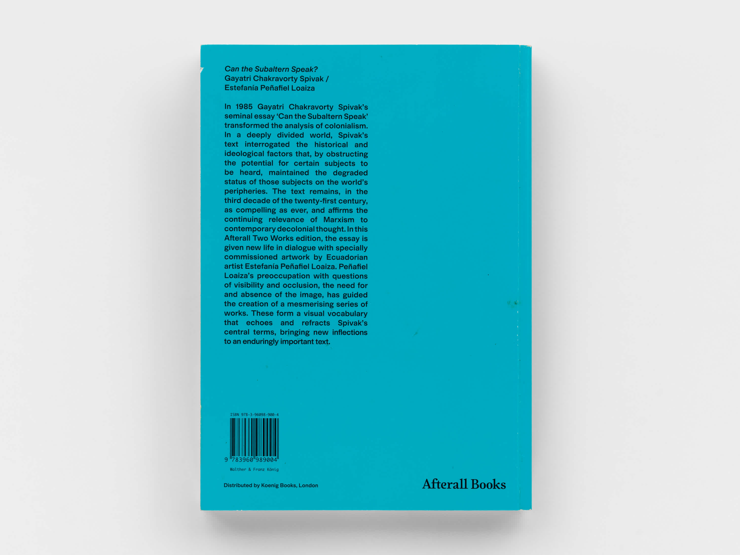 Bright blue back book cover with black text.
