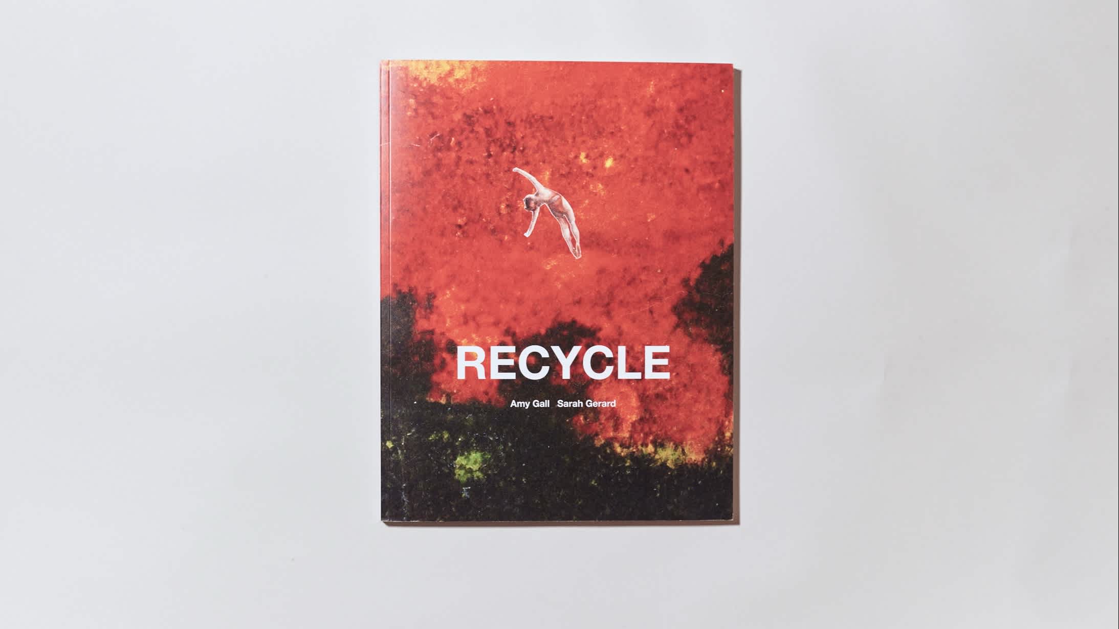 Reddish-orange and green book cover faces head on. A person appears to be falling or dancing above the title.