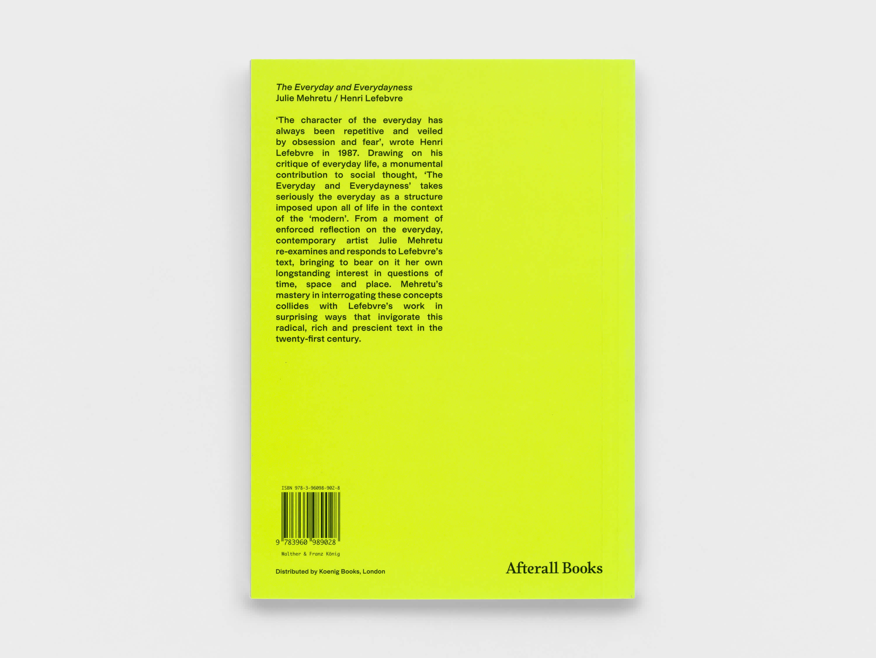 Electric yellow back book cover with black text.