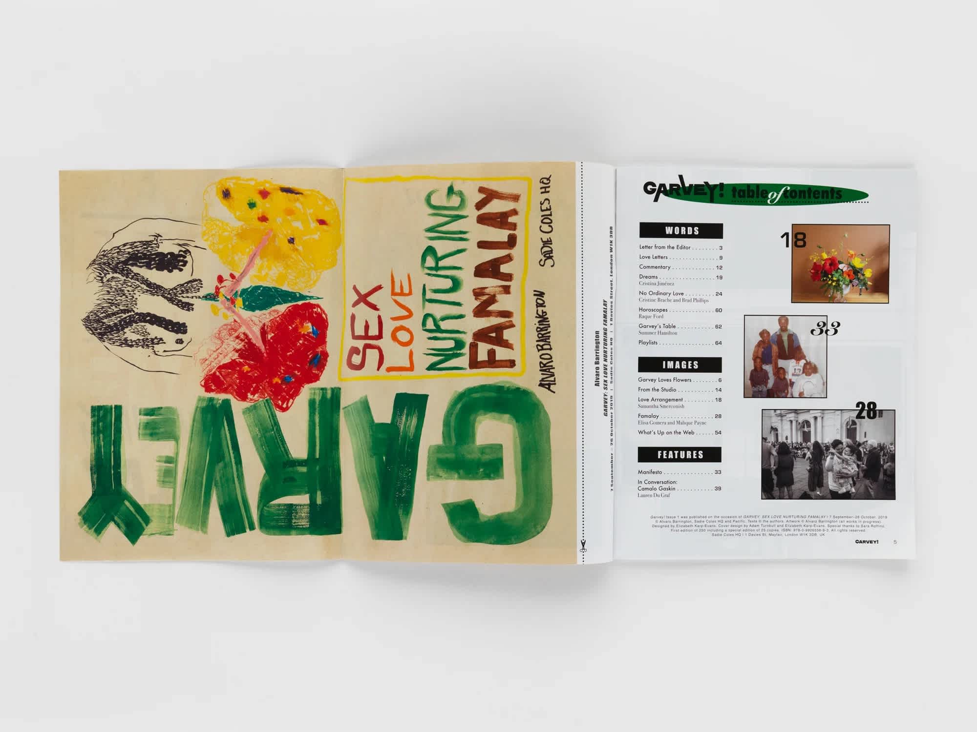 Open book with bold and colorful pages and text.