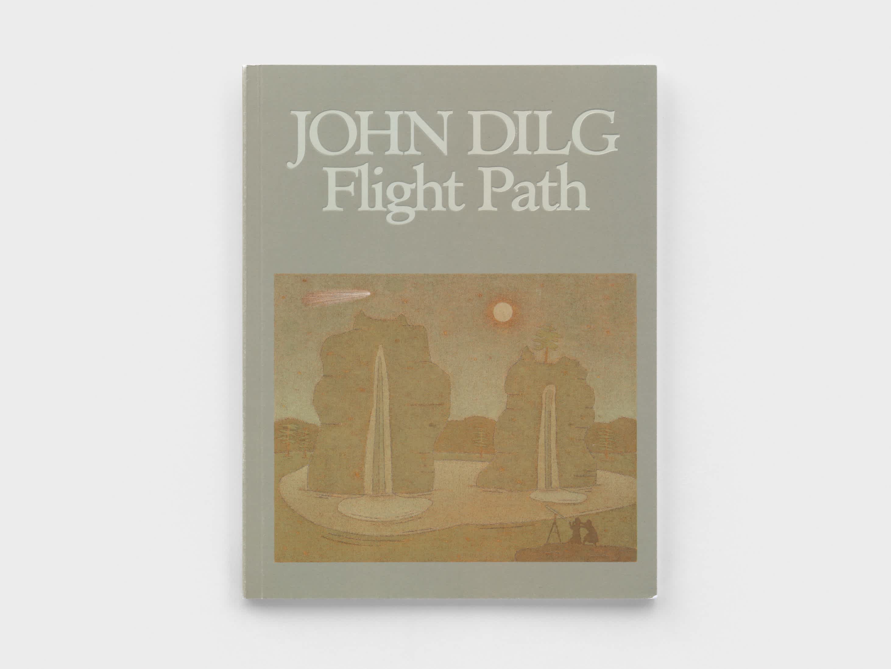Light green-gray book cover with softly painted work of two trees beneath a sun and shooting start. The painting was made using light earth tones. The artist's name and the title of the book are just above the painting at the top of the cover. 