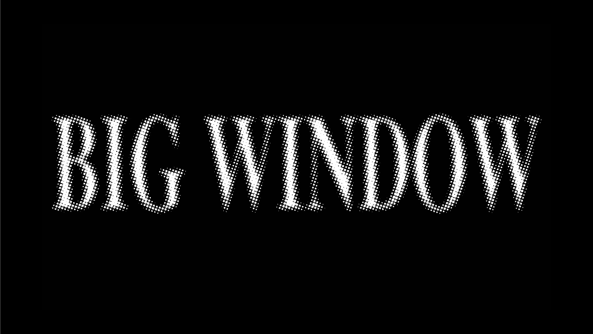 The title, 'Big Window' is written in white serif letters on a black background.