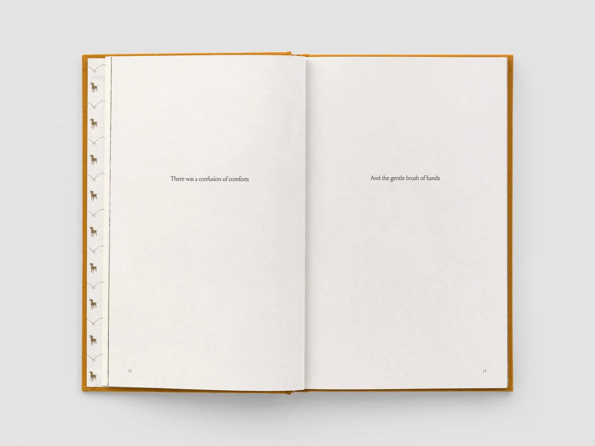 Open book with a single line of text on both pages.