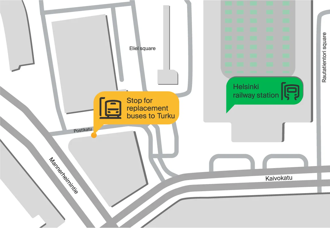 Map of the track work bus stop