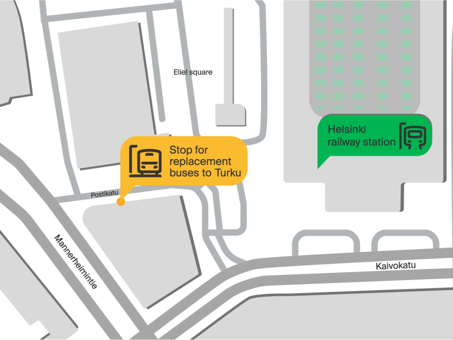 Map of the track work bus stop