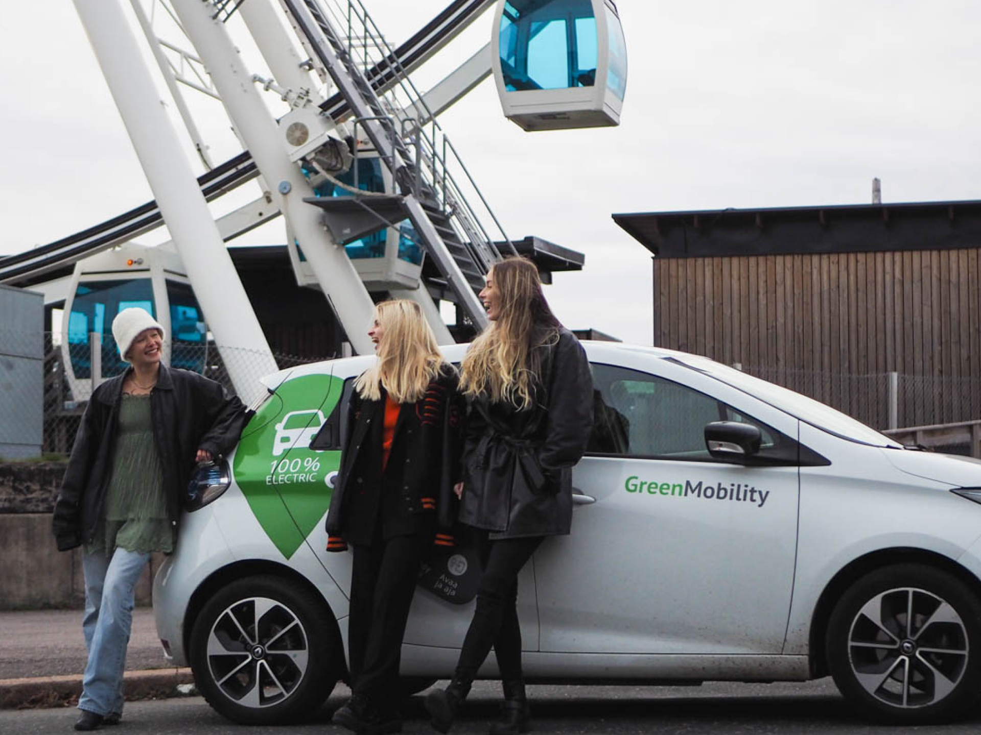 An electric car is a comfortable way to continue your trip after the train journey.
