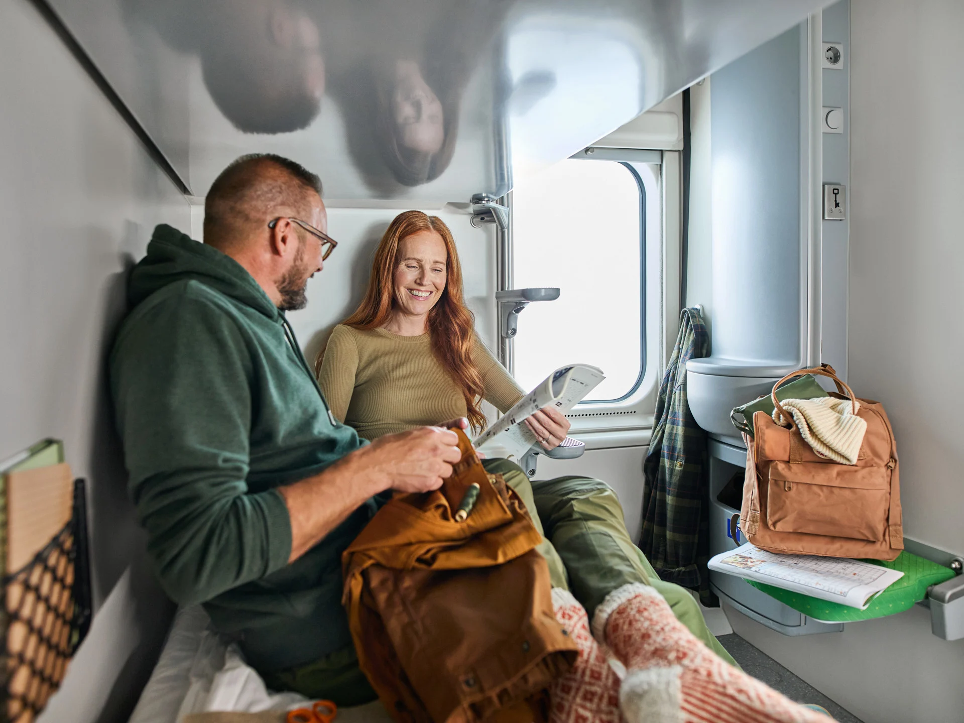 Travel comfortably overnight in a sleeper cabin