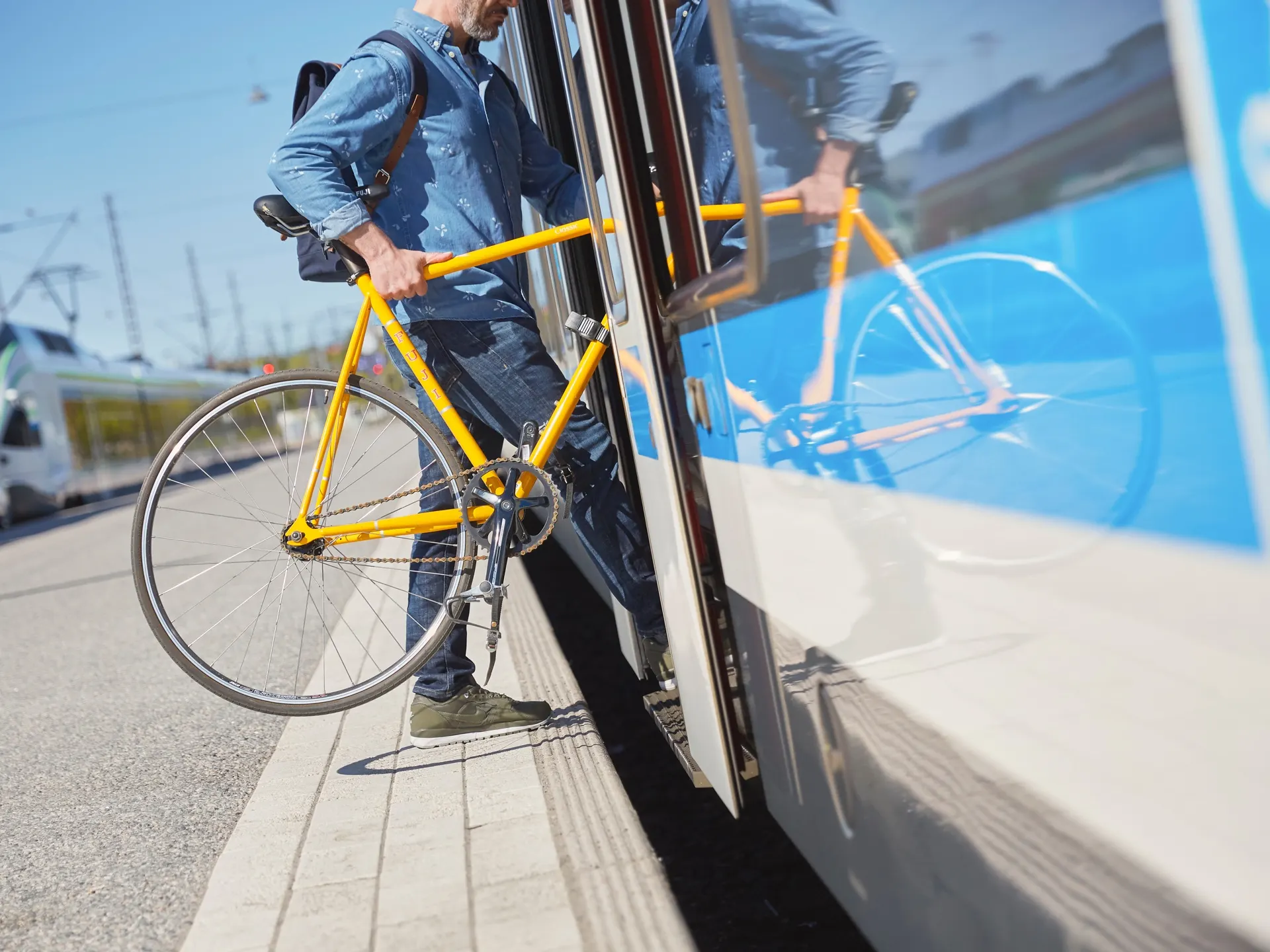 Bikes can be transported for free on commuter trains