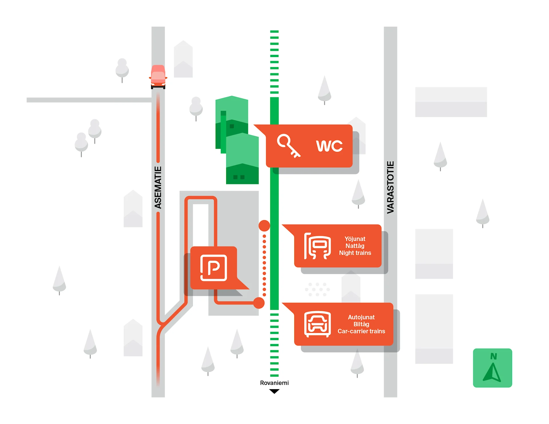 Map of Kemijärvi railway station