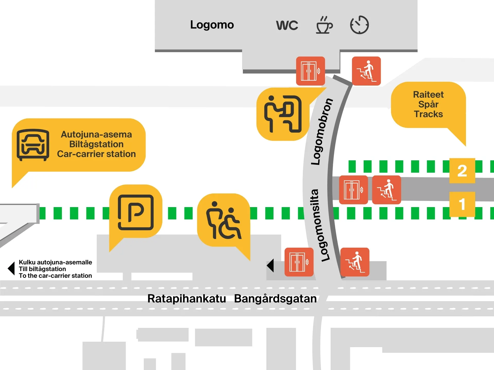 Map of Turku railway station