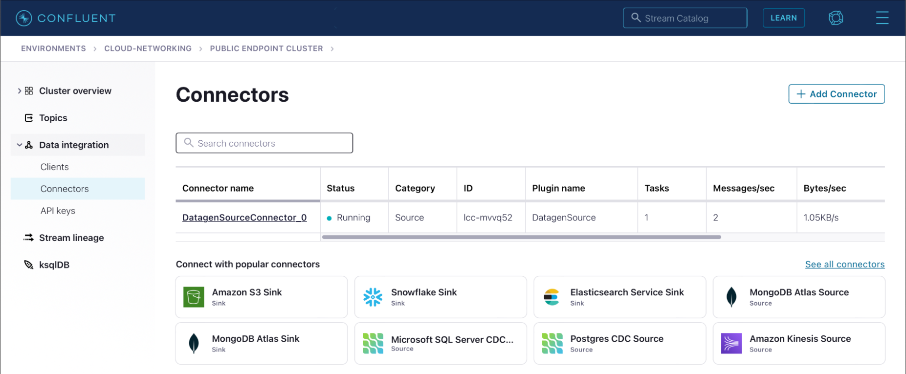 confluent-cloud-networking-add-connectors-page