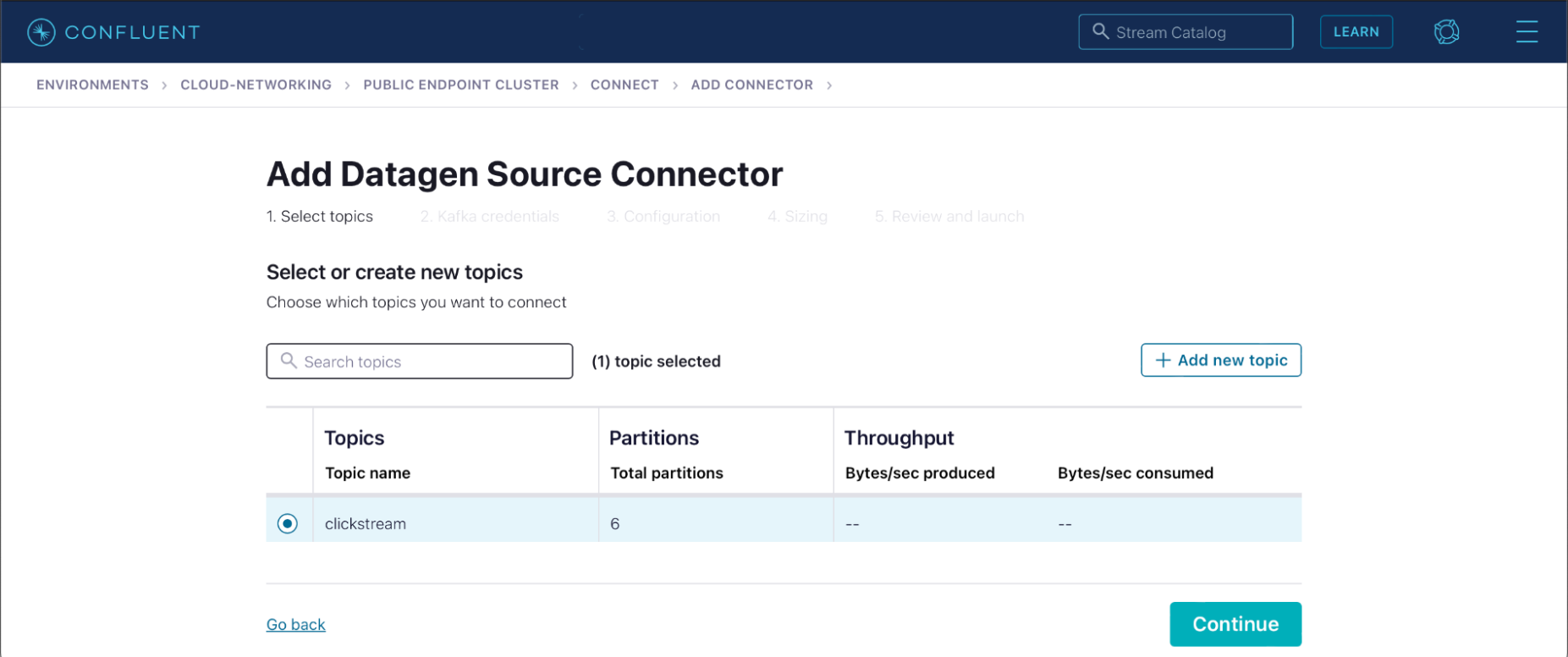 confluent-cloud-networking-add-datagen-source-connector