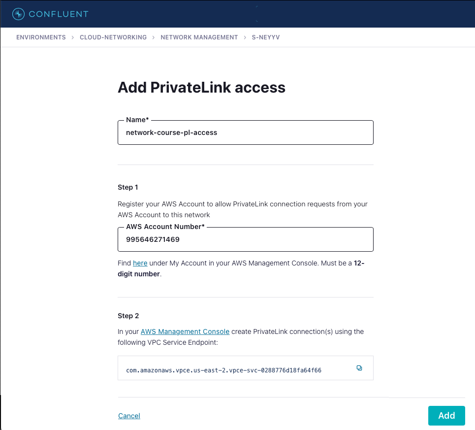 confluent-cloud-networking-add-private-link-access