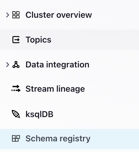 Schema Registry Menu