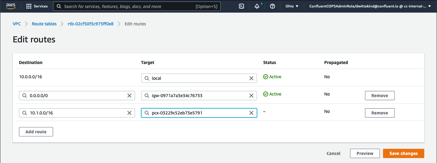 confluent-cloud-networking-aws-edit-routes