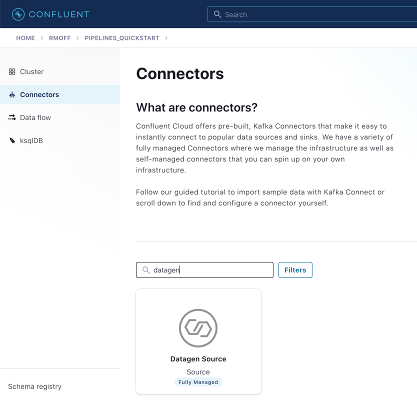 Finding the datagen connector