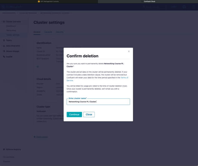 confluent-cloud-networking-delete-privatelink-cluster